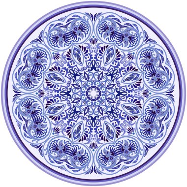 Vektör soyut mavi dekoratif etnik süsleme.