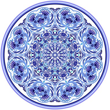 Vektör soyut mavi dekoratif etnik süsleme.