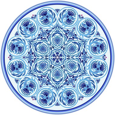 Vektör soyut mavi dekoratif etnik süsleme.