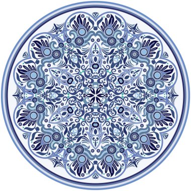 Vektör soyut mavi dekoratif etnik süsleme.