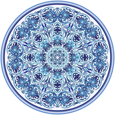 Vektör soyut mavi dekoratif etnik süsleme.