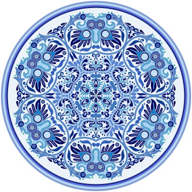 Vektör soyut mavi dekoratif etnik süsleme.