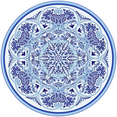 Vektör soyut mavi dekoratif etnik süsleme.