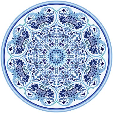 Vektör soyut mavi dekoratif etnik süsleme.