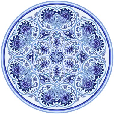 Vektör soyut mavi dekoratif etnik süsleme.