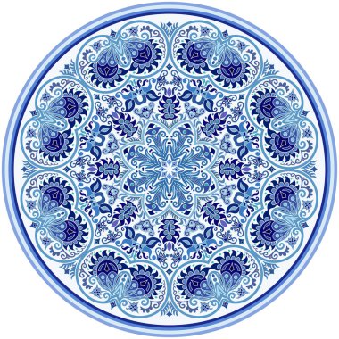 Vektör soyut mavi dekoratif etnik süsleme.