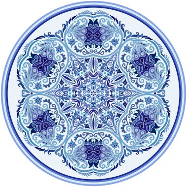 Vektör soyut mavi dekoratif etnik süsleme.