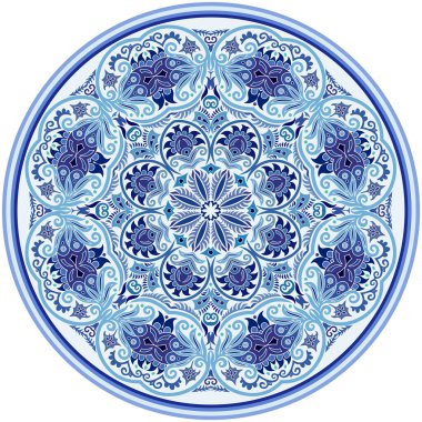 Vektör soyut mavi dekoratif etnik süsleme.