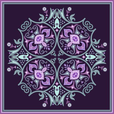 Vektör soyut dekoratif etnik süsleme. Kare arkaplan