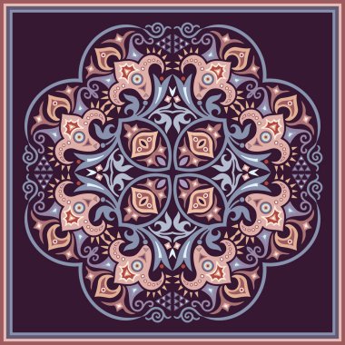 Vektör soyut dekoratif etnik süsleme. Kare arkaplan
