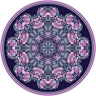 Vektör soyut dekoratif etnik yuvarlak süsleme.