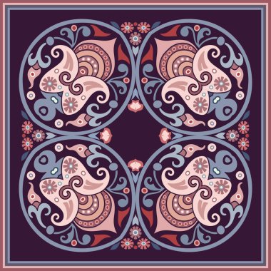 Vektör soyut dekoratif etnik süsleme. Kare arkaplan