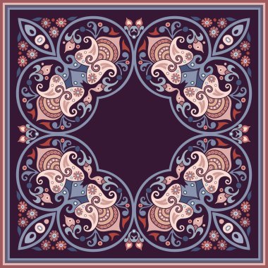 Vektör soyut dekoratif etnik süsleme. Kare arkaplan