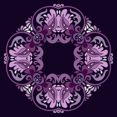 Vektör soyut dekoratif etnik süsleme. Kare arkaplan