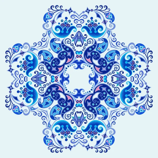 Vetor Abstrato Azul Decorativo Floral Etnia Ornamental Ilustração — Vetor de Stock