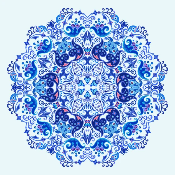 Vektor Abstrakt Blau Dekorativ Florale Ethnische Ornamentale Illustration — Stockvektor