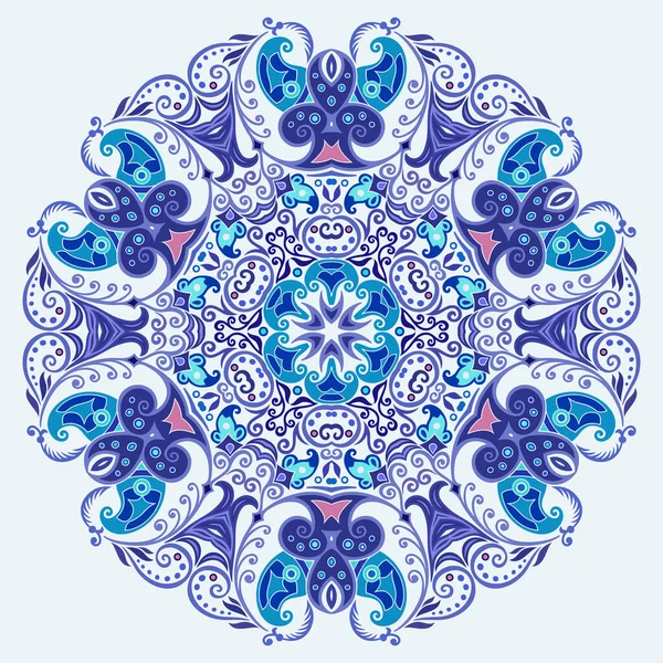 Vetor Abstrato Azul Decorativo Floral Etnia Ornamental Ilustração — Vetor de Stock