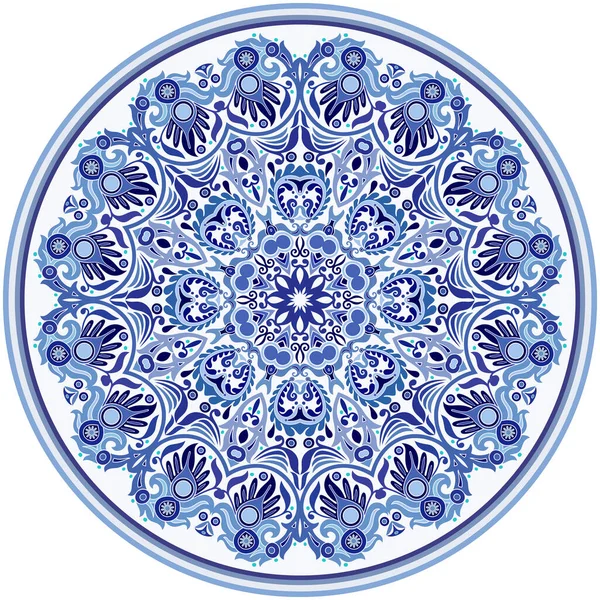 Wektor Abstrakcyjny Niebieski Dekoracyjny Kwiatowy Etniczny Dekoracyjny Ilustracja — Wektor stockowy