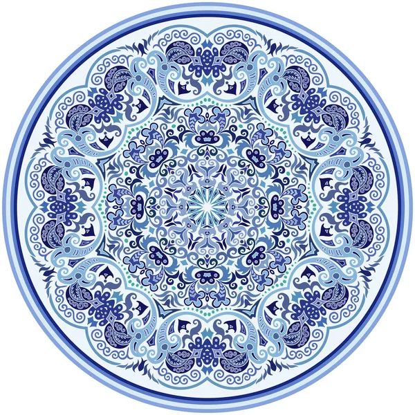 Wektor Abstrakcyjny Niebieski Dekoracyjny Kwiatowy Etniczny Dekoracyjny Ilustracja — Wektor stockowy