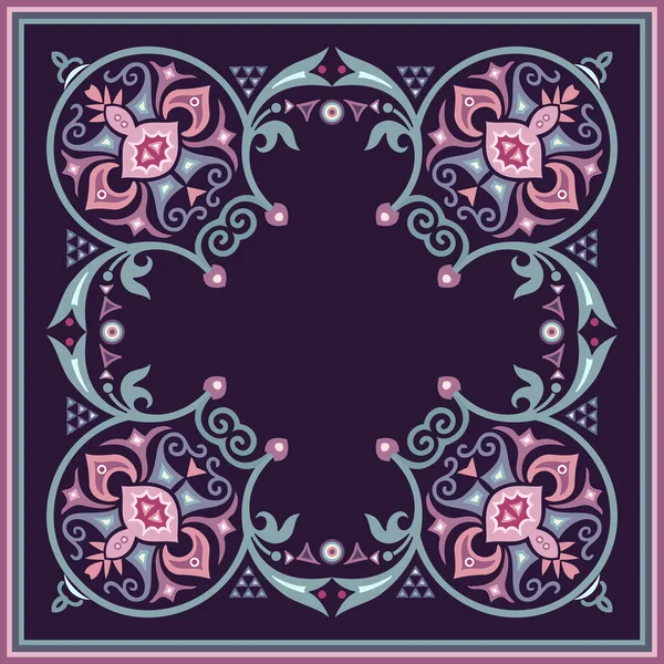 Ilustración Ornamental Floral Decorativa Abstracta Vectorial Fondo Cuadrado — Vector de stock