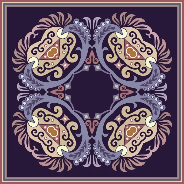 Vektor Abstrakte Dekorative Florale Ethnische Ornamentale Illustration Quadratischer Hintergrund — Stockvektor