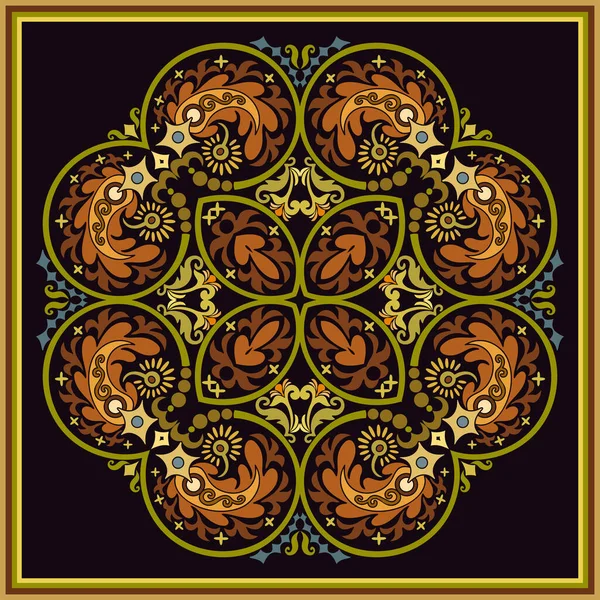 ベクトル抽象的な装飾花の民族装飾イラスト 四角形の背景 — ストックベクタ