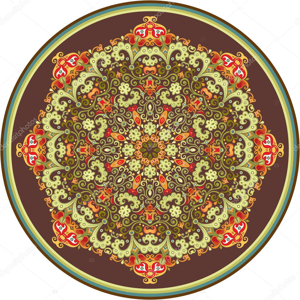 Vector decorative ornamental abstract floral round illustration