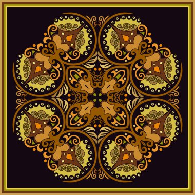 Vektör soyut dekoratif etnik süsleme. Kare arkaplan