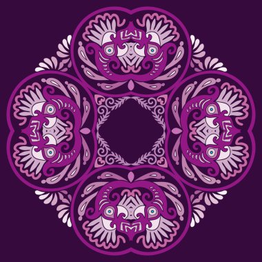 Vektör soyut dekoratif etnik süsleme. Kare arkaplan