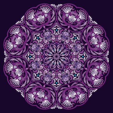 Vektör soyut dekoratif etnik süsleme. Kare arkaplan