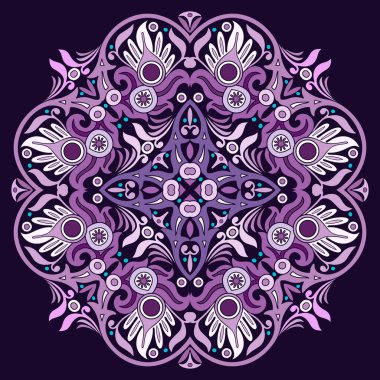 Vektör soyut dekoratif etnik süsleme. Kare arkaplan