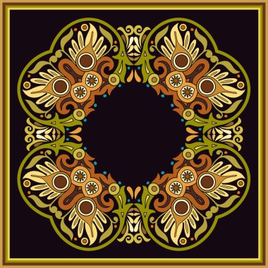 Vektör soyut dekoratif etnik süsleme. Kare arkaplan