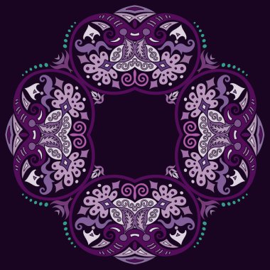 Vektör soyut dekoratif etnik süsleme. Kare arkaplan