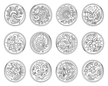 Etnik soyut elementlere sahip daireler kümesi