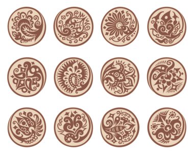 Etnik soyut elementlere sahip daireler kümesi