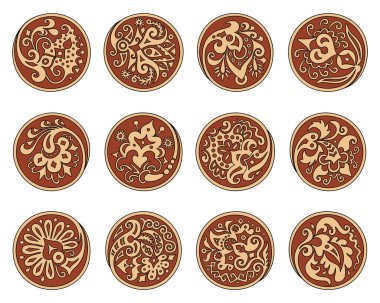 Etnik soyut elementlere sahip daireler kümesi