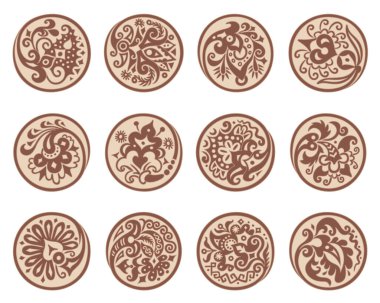 Etnik soyut elementlere sahip daireler kümesi