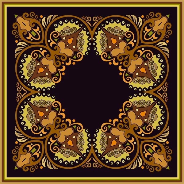 ベクトル抽象的な装飾花の民族装飾イラスト 四角形の背景 — ストックベクタ