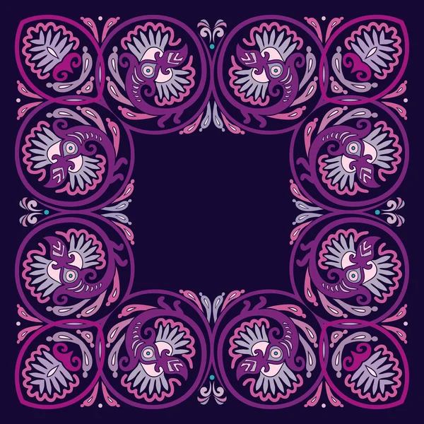 Ilustración Ornamental Floral Decorativa Abstracta Vectorial Fondo Cuadrado — Vector de stock