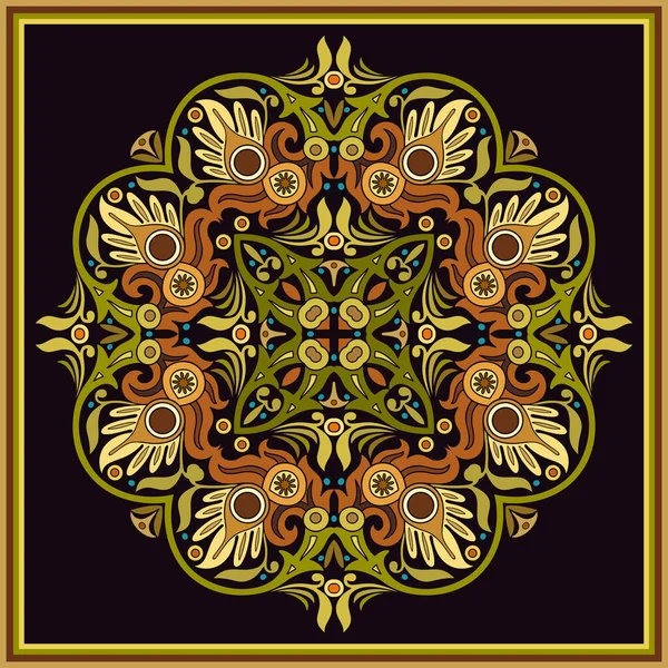 Vektor Abstrakte Dekorative Florale Ethnische Ornamentale Illustration Quadratischer Hintergrund — Stockvektor