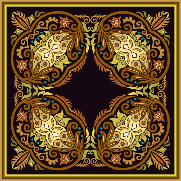 Ilustración Ornamental Floral Decorativa Abstracta Vectorial Fondo Cuadrado — Vector de stock