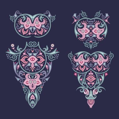 Vector soyut süsleme doğası klasik tasarım elementleri. Çiçek kompozisyonları dizisi