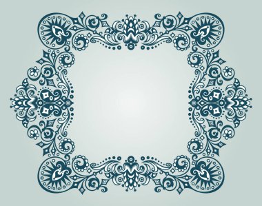 Vector soyut süslemeli doğa antika sınırı. Çiçek dekoratif renkli illüstrasyon