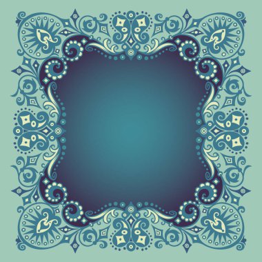 Vector soyut süslemeli doğa antika sınırı. Çiçek dekoratif renkli illüstrasyon