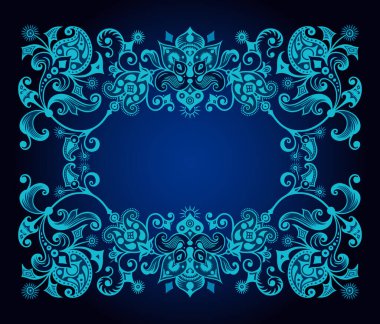 Vector soyut süslemeli doğa antika sınırı. Çiçek dekoratif renkli illüstrasyon