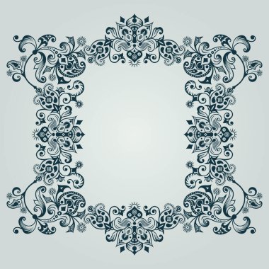 Vector soyut süslemeli doğa antika sınırı. Çiçek dekoratif renkli illüstrasyon