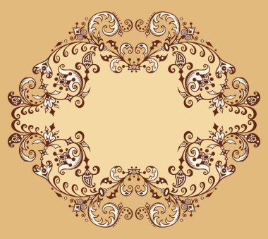 Vector soyut süslemeli doğa antika sınırı. Çiçek dekoratif renkli illüstrasyon