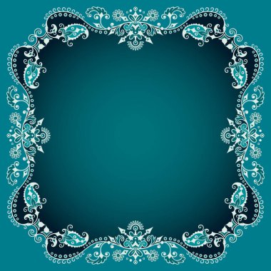 Vector soyut süslemeli doğa antika sınırı. Çiçek dekoratif renkli çizimler. Kart tasarımı