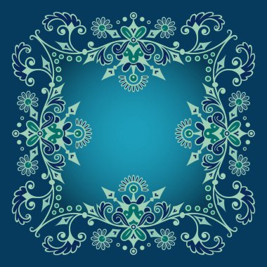 Vector soyut süslemeli doğa antika sınırı. Çiçek dekoratif renkli çizimler. Kart tasarımı