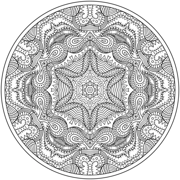 Vector Abstracto Floral Étnico Contorno Dibujado Mano Mandala — Archivo Imágenes Vectoriales